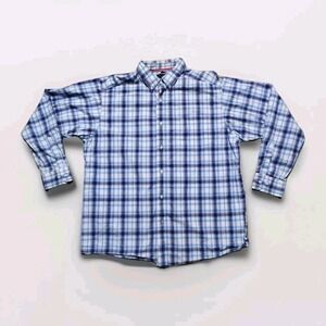 Ariat Pro Series Long Sleeve Button Down Shirt Men's XL Blue White Plaid